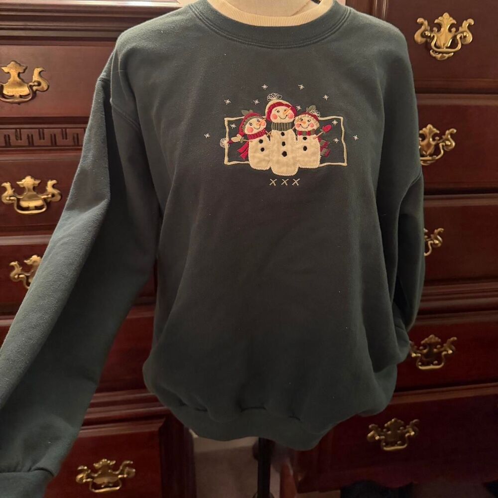 Top-stitch Women's Green and Blue Sweatshirt